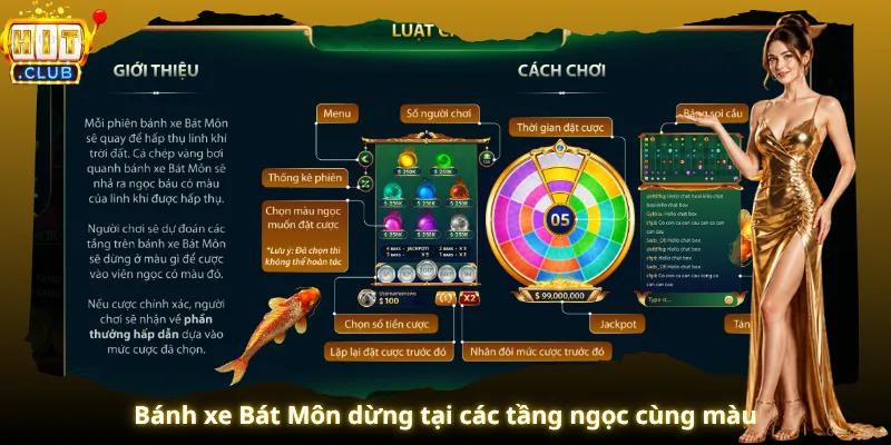 Bánh xe Bát Môn dừng tại các tầng ngọc cùng màu