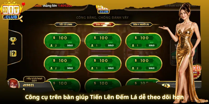 Công cụ trên bàn giúp Tiến Lên Đếm Lá dễ theo dõi hơn