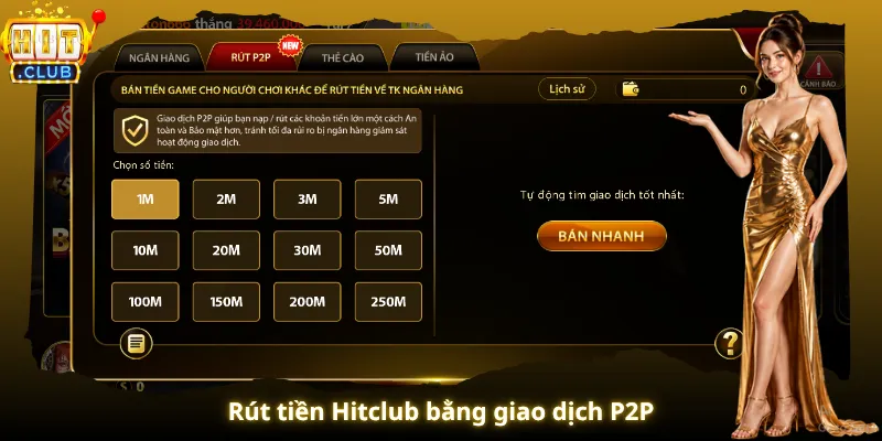 Rút tiền Hitclub bằng giao dịch P2P